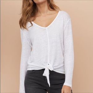 NWT H&M Linen Tie Front Top